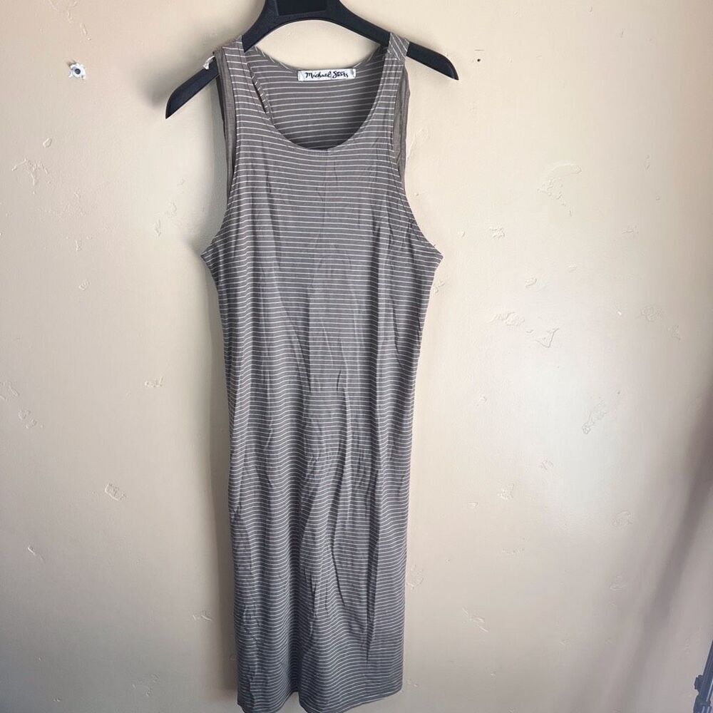 Michael Stars Womens Midi Side Slit Striped Tank Dress Size Small